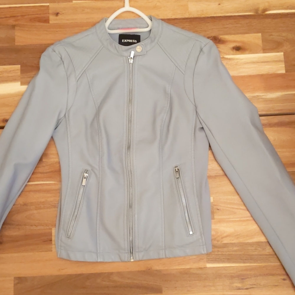 Periwinkle blue Faux leather Express Jacket